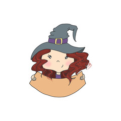Red Hair Girl In Hat Isolated On A White Background Hand Drawn Illustration