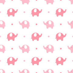 Naklejka premium Elephant cute seamless pattern, Cartoon elephant background, vector illustration