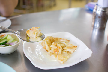 Close up Roti, Roti with sweetened condensed milk.