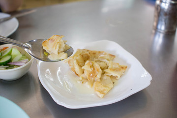 Close up Roti, Roti with sweetened condensed milk.