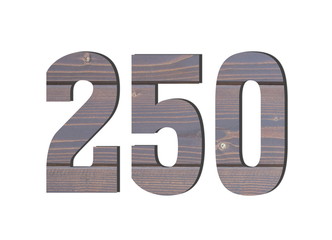 Fototapeta na wymiar 250 3d Number. Decorative brown wooden planks texture