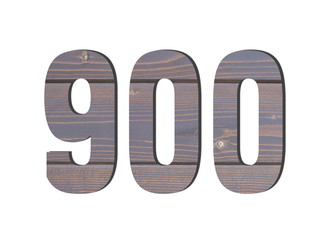 900 3d Number. Decorative brown wooden planks texture