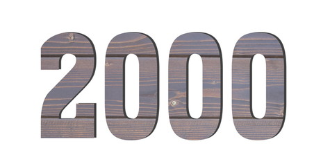 2000 3d Number. Decorative brown wooden planks texture
