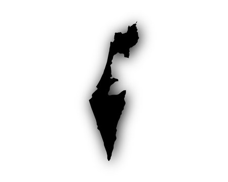 Karte von Israel mit Schatten
