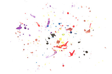 Abstract watercolor on white background. Hand drawn by watercolor paints