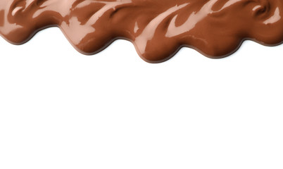 Molten chocolate on white background