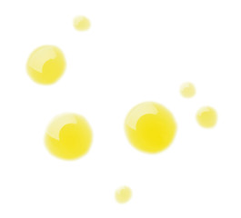 Spilled fresh olive oil on white background