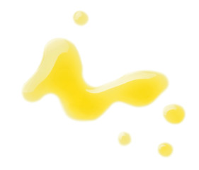 Spilled fresh olive oil on white background
