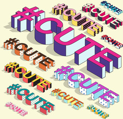 Isometric hashtag - cute. Internet blogging