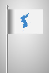 Flag of United Korea. National Flag on Flagpole. Isolated Illustration on Gray