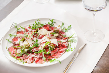 beef carpaccio with salad
