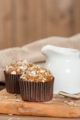 Home Baked Superfood Muffins With Chia Seeds, Banana, Honey, Coconut, Oats.