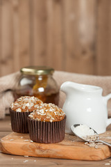 Home Baked Superfood Muffins With Chia Seeds, Banana, Honey, Coconut, Oats.