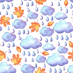 Meubelstickers Aquarelle seamless pattern with autumn elements. © incomible