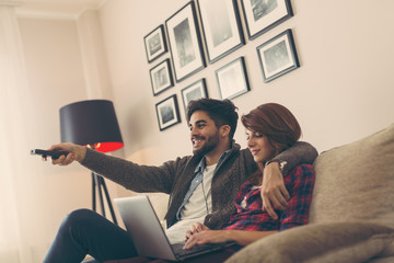 Couple watching TV