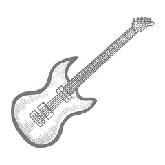Obraz na płótnie Canvas Electric Guitar in Hand-Drawn Style
