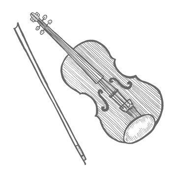 Violin in Hand-Drawn Style