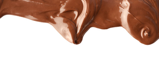 Tasty melted chocolate on white background