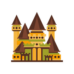 Fairytale medieval castle with towers vector Illustration on a white background