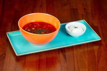 Soup Solyanka with cream