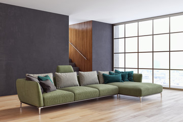 Modern bright interiors apartment 3D rendering illustration