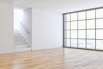 Modern bright interiors apartment 3D rendering illustration