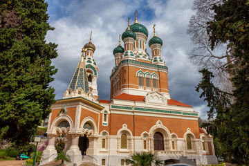 Fototapeta na wymiar St Nicholas Orthodox Cathedral in Nice City, France