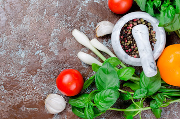 tomatoes, basil and peper spice