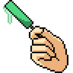 Obraz premium vector pixel art hand ice cream