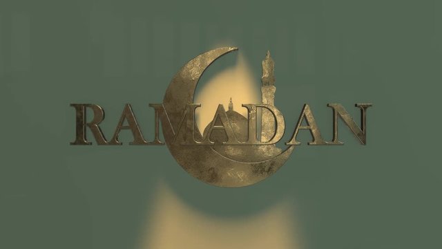 Ramadan Kareem Islamic holy month Eid greeting Quran to Muhammad 3D title render
