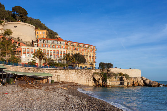 Beach And Sea In City Of Nice In France