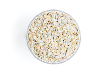 Rolled oats isolated on white background.