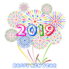 Firework displayed for Happy New year 2019 and holidays concept