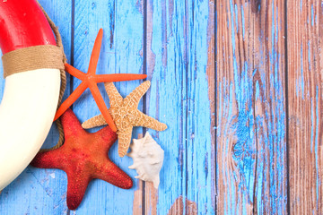 Beach poster with starfishes