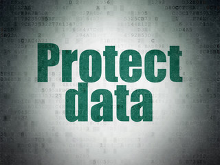 Privacy concept: Painted green word Protect Data on Digital Data Paper background