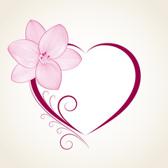 Abstract floral background. Vector heart with flower lily. Element for design.