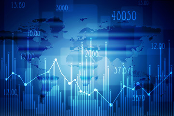 2d rendering Stock market online business concept. business Graph 