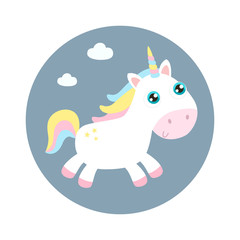 Obraz na płótnie Canvas Cute unicorn vector illustration. Flat design.