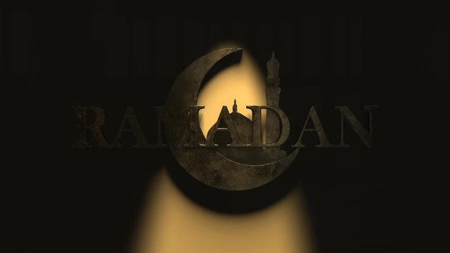 Ramadan Kareem Islamic holy month Eid greeting Quran to Muhammad 3D title render