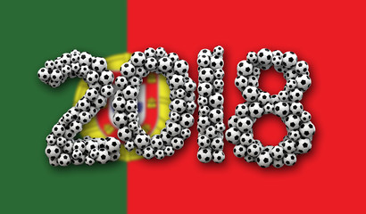 2018 Portugal flag football background. 3D Rendering
