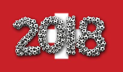 2018 Switzerland flag football background. 3D Rendering