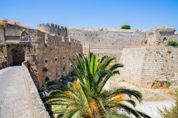 The medieval fortification in Rhodes Town, Mediterranean Sea, Rhodes Island, Greece