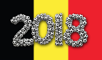 2018 Belgium flag football background. 3D Rendering