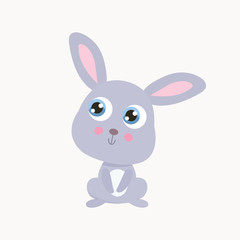 Cute little rabbit vector illustration. Flat design.