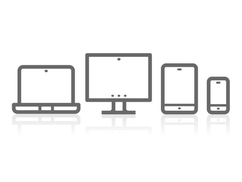 Device Icons vector illustration of responsive design for presentation on white background