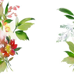 Greeting card with watercolor flowers handmade.