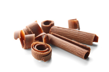 Chocolate curls, isolated on white