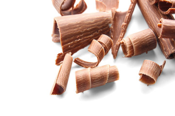 Chocolate curls, isolated on white