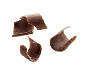 Chocolate curls, isolated on white