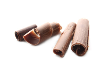 Chocolate curls, isolated on white